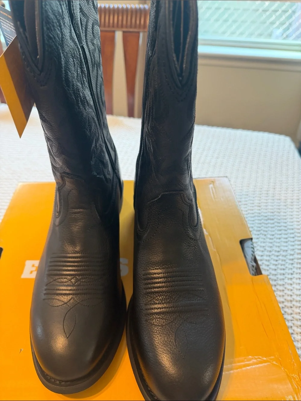 Eurostar Black Leather Pull-On work Boots